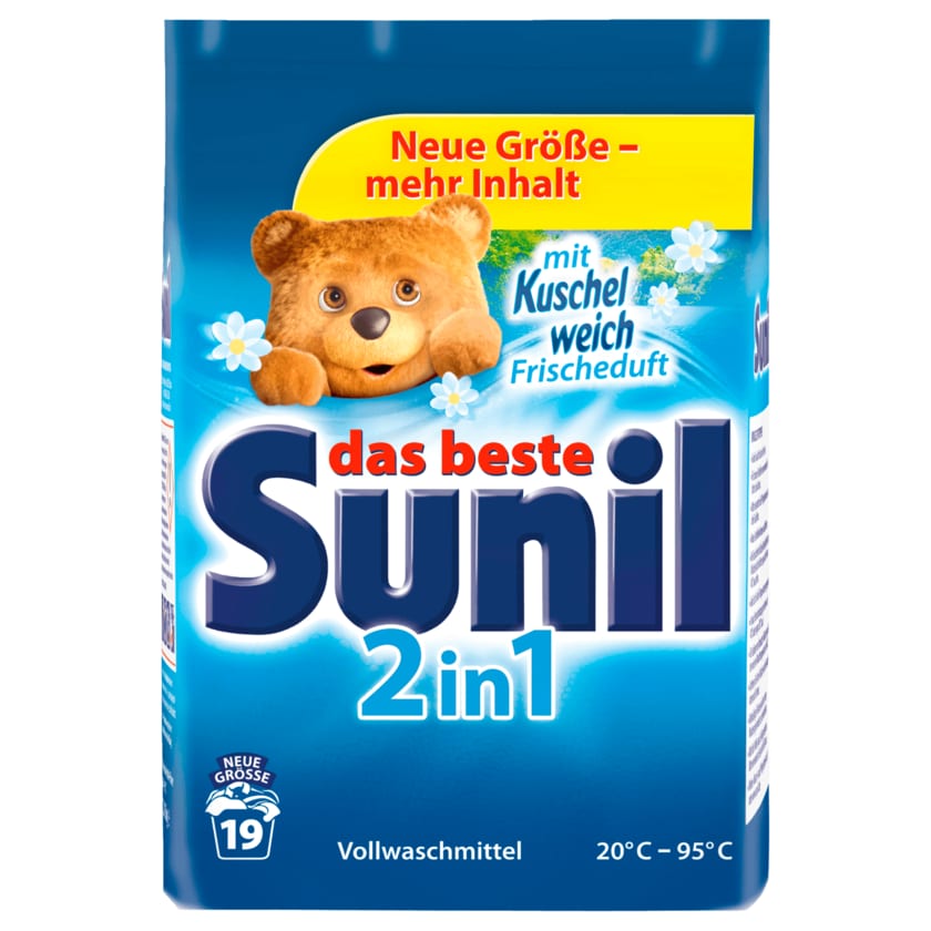 Sunil Vollwaschmittel Pulver 2in1 1,216kg, 19WL